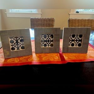 3 Black and White Square Resin Frames. NEW. 6 3/4” x 6 3/4”.